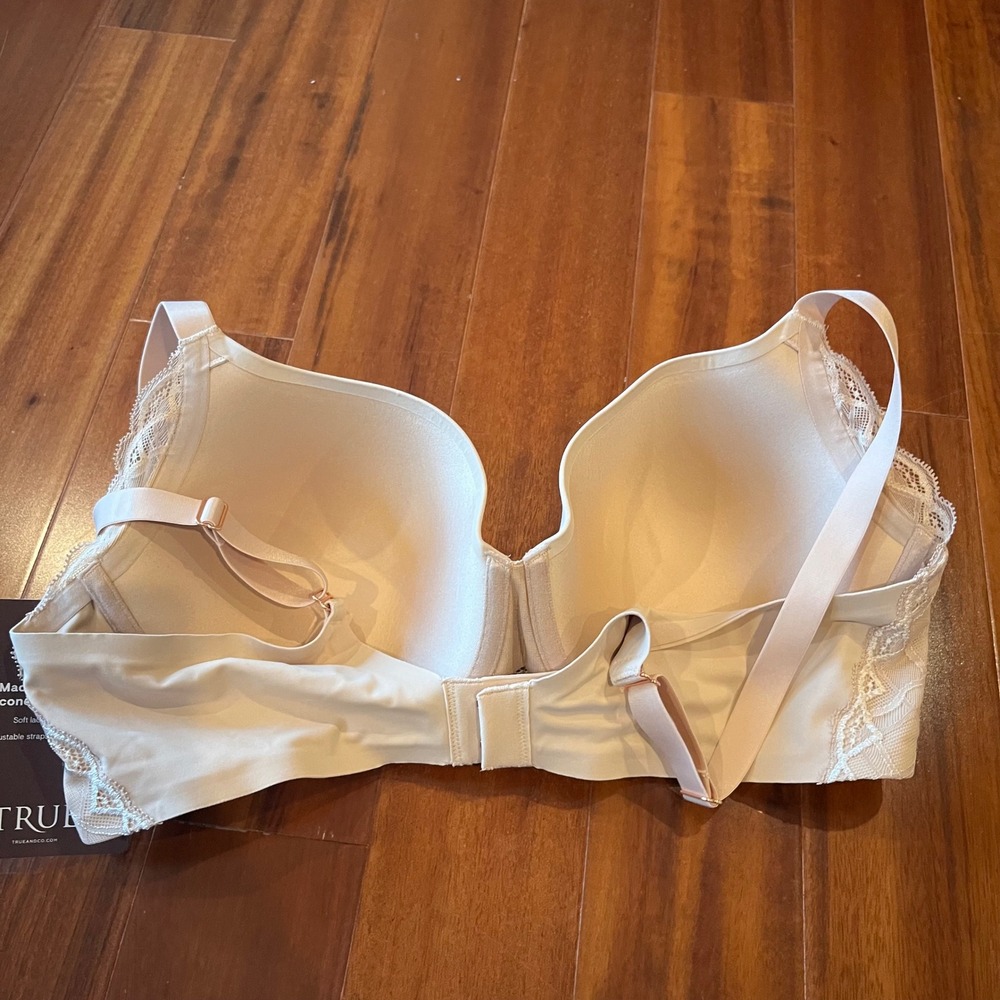 True & Co 38D Bra Madison Lace Balconette Full Cup Beige Nude Underwire New - Picture 4 of 8